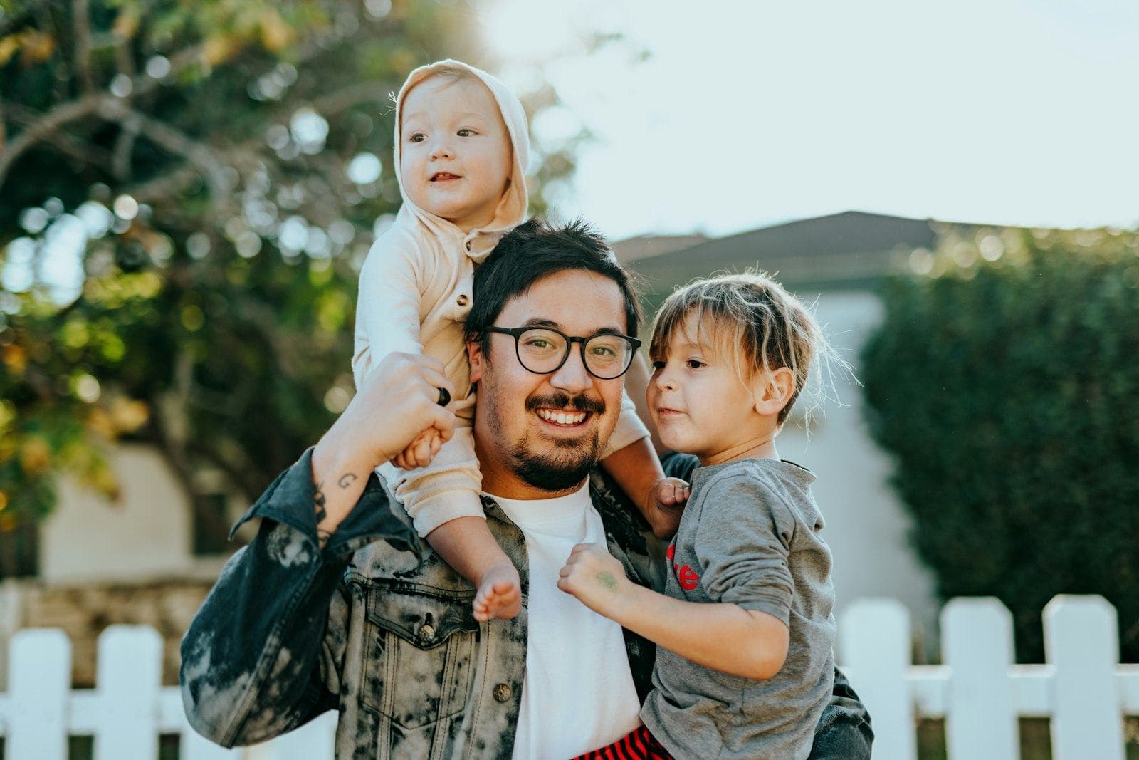 Family outside their home